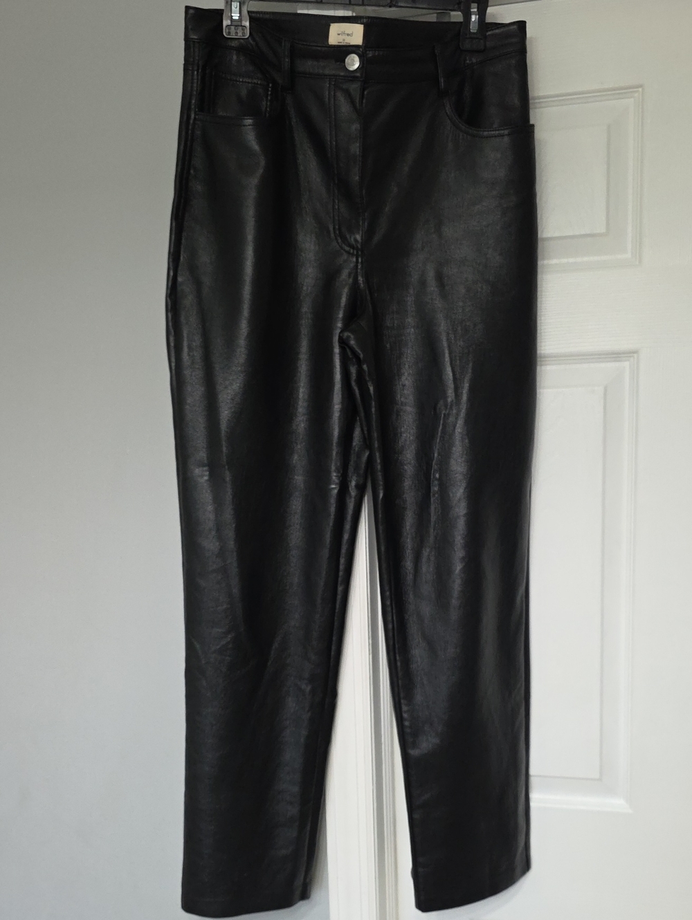 Wilfred Black Faux Leather Straight-Leg Pants